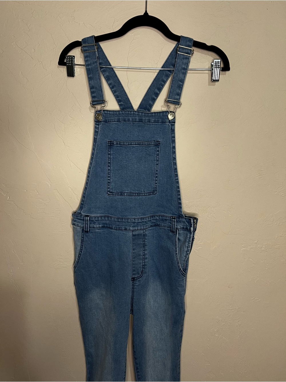 Pink Lily Flare Bell Bottoms Raw‎ Hem Boho Overalls - Picture 3 of 11